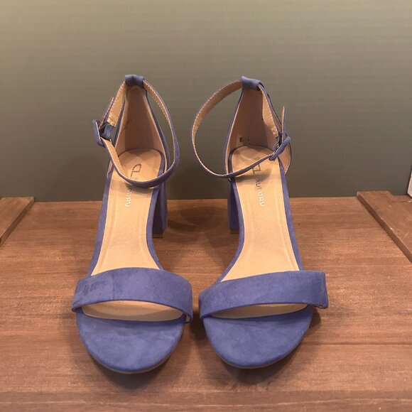 CL by Laundry Womens Blue Open Toe Block 3" Heel Pumps Size 9.5M - Picture 2 of 8